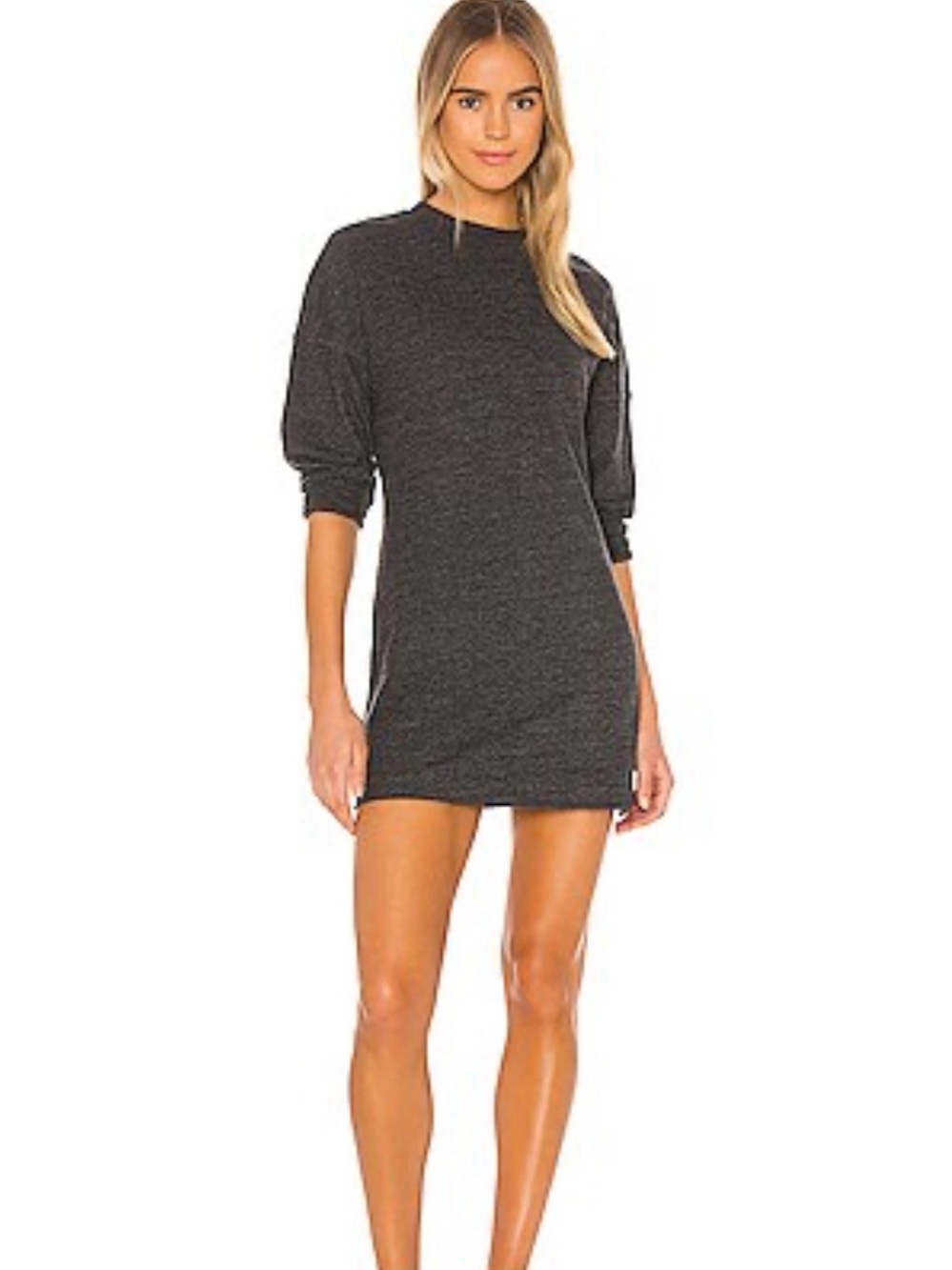 Free People Charcoal Gray Mini Sweatshirt Dress